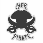 Haar Pirate  Crossbones Skull & Sword Black Sticker (Voorkant)