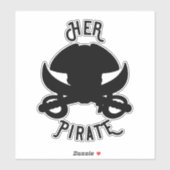 Haar Pirate  Crossbones Skull & Sword Black Sticker (Vel)