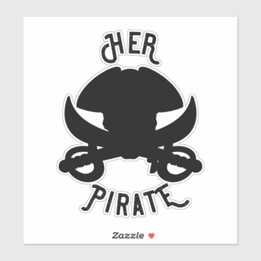 Haar Pirate  Crossbones Skull & Sword Black Sticker (Vel)