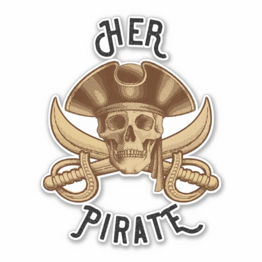 Haar Pirate Crossbones Skull & Sword Sticker (Voorkant)