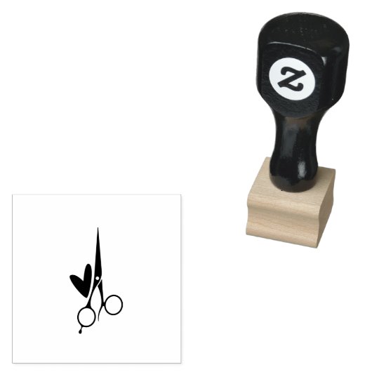 Haar Salon Scissors & Heart Loyalty Card Rubberstempel (Gestempeld)