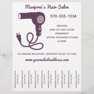 Haar Salon Stylist Flyer, Scheur uit Strips Flyer