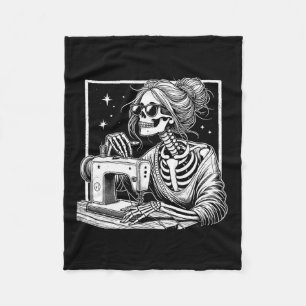 Haar Skeleton Riool Quilter Halloween Naaien Vrouw Fleece Deken