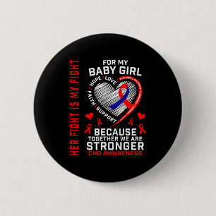 Haar Strijd Baby Meisje Chd Bewustzijn Hartziekte Ronde Button 5,7 Cm