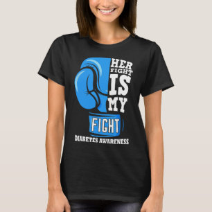 Haar strijd is mijn strijd bokshandschoen diabetes t-shirt