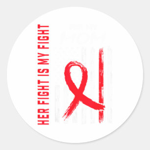 Haar strijd is mijn strijd Moeder Hartziekte Bewus Ronde Sticker