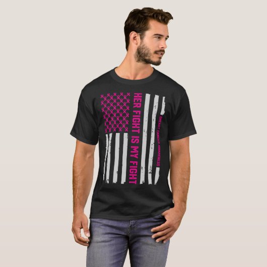 Haar strijd is mijn strijd tegen borstkanker t-shirt (Voorkant volledig)