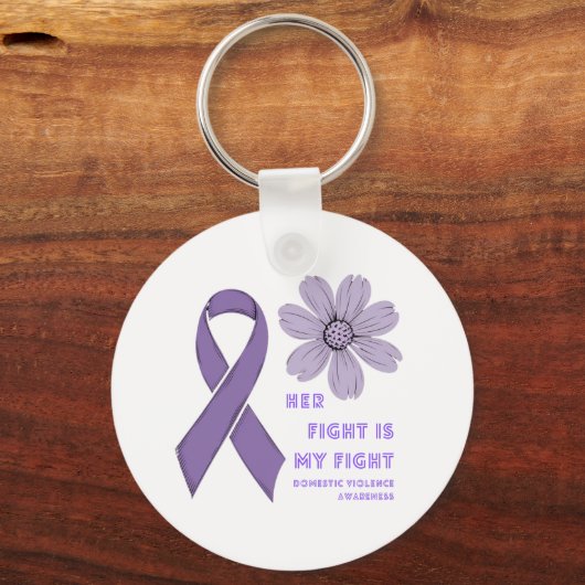 Haar strijd is mijn strijd tegen huiselijk geweld. sleutelhanger (Achterkant)