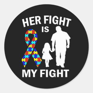 Haar strijd is mijn vechtster Autisme Bewustheid P Ronde Sticker
