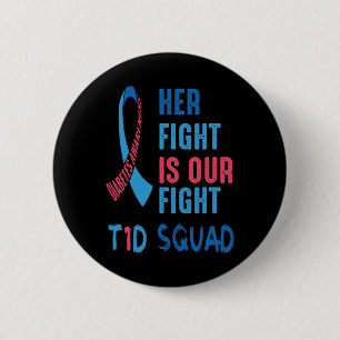 Haar strijd is onze strijd Diabetes Awareness Day Ronde Button 5,7 Cm