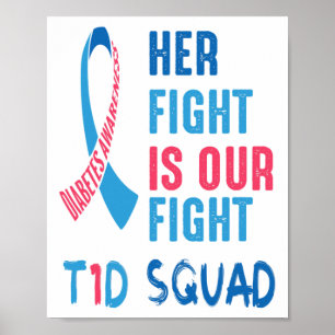 Haar strijd is onze strijd tegen diabetes dag T1D Poster