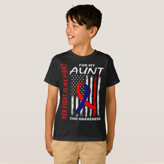 Haar Strijd Tante Chd Bewustzijn Amerikaanse Vlag T-shirt (Voorkant volledig)