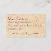 Haar Stylist Beauty Damask  Visitekaartje Afsprakenkaartje (Achterkant)