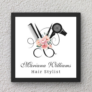 Haar stylist bloemenschaar stijlvolle schoonheidss poster
