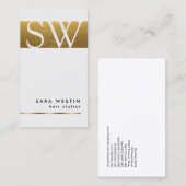 Haar Stylist Bold Gold Monogram Visitekaartje (Voorkant / Achterkant)