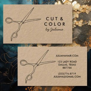 Haar Stylist Chic Scissors Line Art Minimal Kraft Visitekaartje