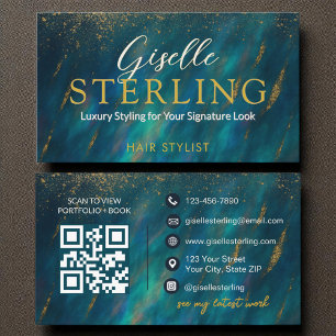 Haar Stylist Dark Opal Glam Modern QR Code Visitekaartje