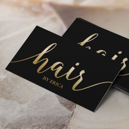 Haar Stylist Elegant Goud Script Typografie Salon Visitekaartje