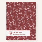 Haar Stylist Gereedschap Patroon Bourgogne Roze Wi Notitieboek (Voorkant)