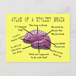 Haar Stylist Gifts "Atlas of a Stylist Brain" Briefkaart