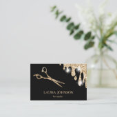 Haar Stylist Gold Glitter Drift Scissors Visitekaartje (Staand voorkant)