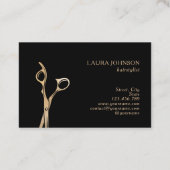 Haar Stylist Gold Glitter Drift Scissors Visitekaartje (Achterkant)