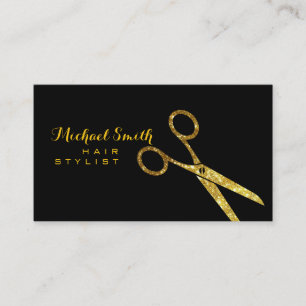 Haar Stylist Gold Glitter Scissors Visitekaartje