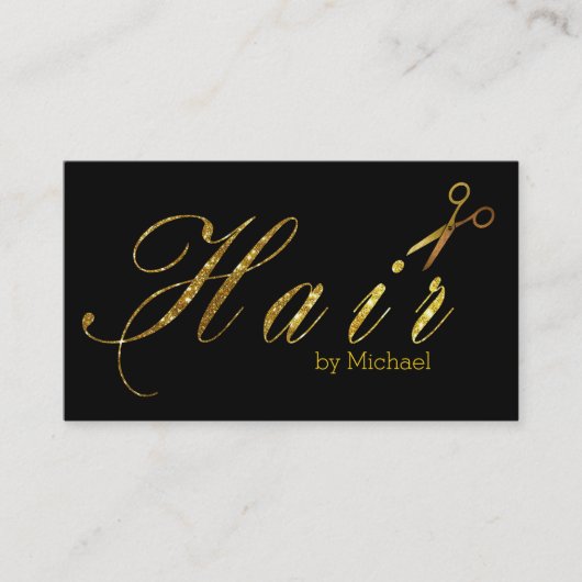 Haar Stylist Gold Scissors Script Salon #15 Visitekaartje (Voorkant)