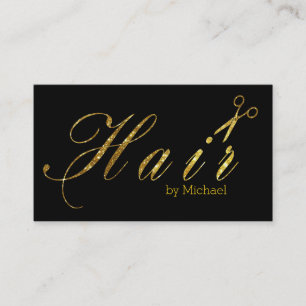 Haar Stylist Gold Scissors Script Salon #3 Visitekaartje