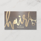 Haar Stylist Gold Script Modern Copper Salon Visitekaartje (Voorkant)