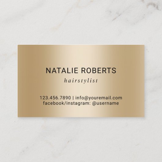 Haar Stylist Gold Script Salon Zwart Marmer Visitekaartje (Achterkant)