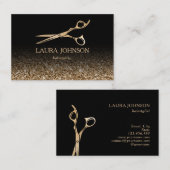 Haar Stylist Gouden Glitter Schaar Visitekaartje (Voorkant / Achterkant)