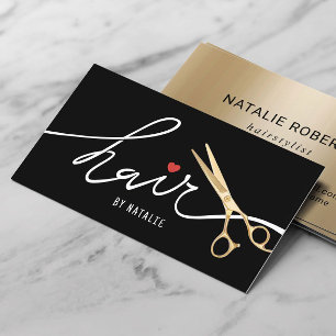 Haar Stylist Gouden Schaar Schoonheidssalon Zwart Visitekaartje