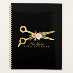 Haar Stylist Gouden Schaar Zwart Damast Luxe Planner