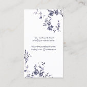 Haar Stylist Haarsalon  Blauw Bloemen Visitekaartje (Achterkant)