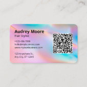 Haar Stylist Kappers Logo QR Code Salon Visitekaartje (Voorkant)