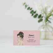 Haar stylist kiest achtergrondkleur visitekaartje (Staand voorkant)