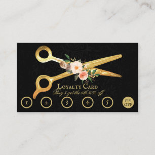 Haar Stylist Luxe Gouden Schaar Loyaliteit Kaart