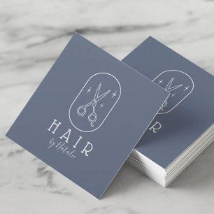 Haar Stylist Minimalistische Schaar Logo Navy Salo Vierkante Visitekaartje