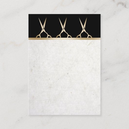 Haar Stylist Modern Gold Scissors Appointment Afsprakenkaartje (Achterkant)