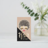 Haar Stylist Modern Gold Script Afro Hair Visitekaartje (Staand voorkant)