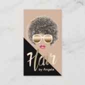 Haar Stylist Modern Gold Script Afro Hair Visitekaartje (Voorkant)