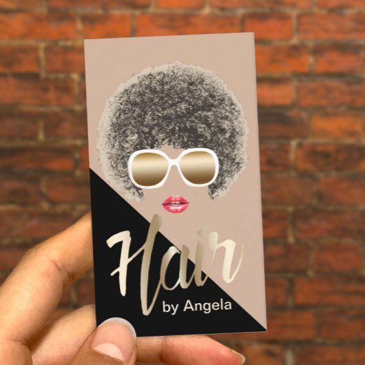Haar Stylist Modern Gold Script Afro Hair Visitekaartje
