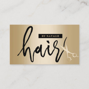 Haar Stylist Modern Script Gouden Schaar Salon Visitekaartje