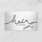 Haar Stylist Modern Silver 3D Script Appointment Afsprakenkaartje (Voorkant)