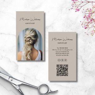 Haar Stylist Moderne Boog Foto Beige Visitekaartje