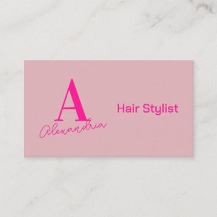 Haar Stylist Monogram Roze Hot Pink Visitekaartje