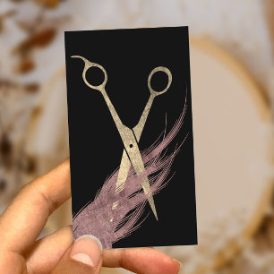 Haar Stylist Roos Gold Hair & Scissor Modern Black Visitekaartje