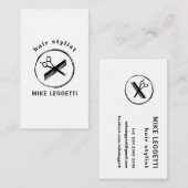 Haar Stylist Round Logo met Shears en comb Visitekaartje (Voorkant / Achterkant)