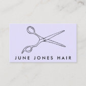 Haar Stylist Schaar Chique Barber QR Code Paarse Visitekaartje (Voorkant)